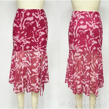 Kvetinová midi sukňa v ružovej farbe